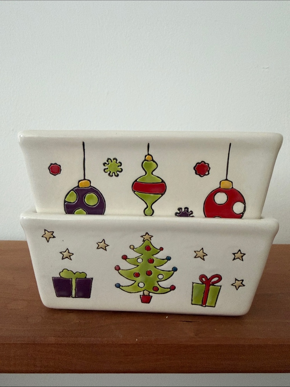 Set of 2 Nantucket Holiday Ceramic Loaf Pand